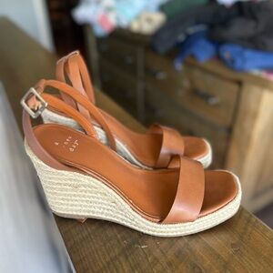A New Day Tan Espadrille Wedges with Smooth Leather